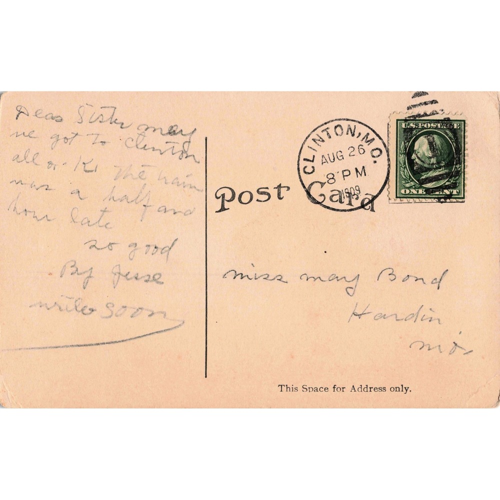 Vtg M. E. Church Clinton Missouri Postcard E. C. Kropp Co Milwaukee MO 1909 - Picture 2 of 2